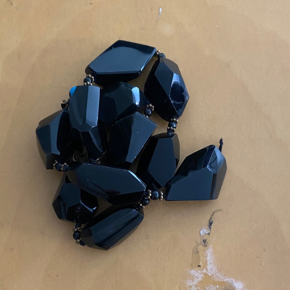 Black Onyx Faceted Beads (11 large beads)